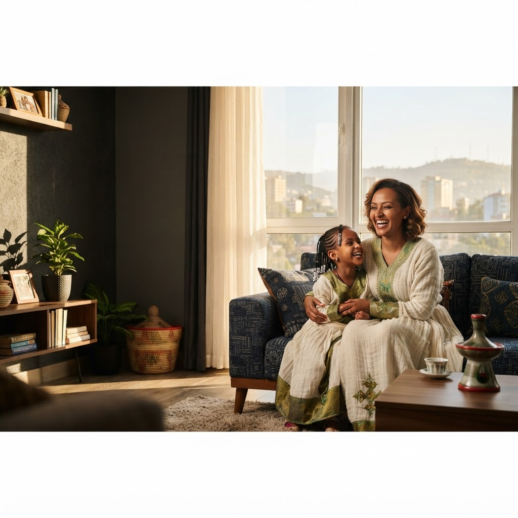 Family receiving support at home in Ethiopia